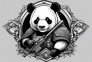 Combat Panda with riffle tattoo idea