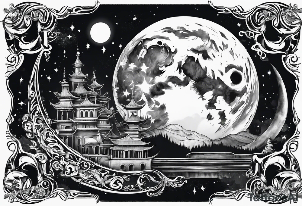 Moon wrapped in smoke tattoo idea