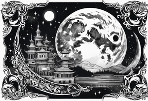 Moon wrapped in smoke tattoo idea