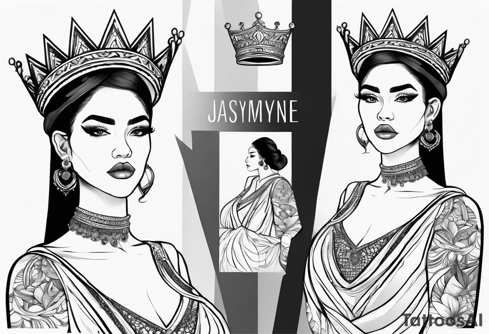 I want you to create me a tattoo with a name Jasmyne with a crown tattoo idea