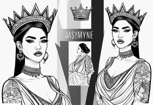 I want you to create me a tattoo with a name Jasmyne with a crown tattoo idea