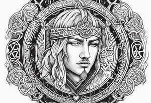 Nordic gods with runes and knots tattoo idea