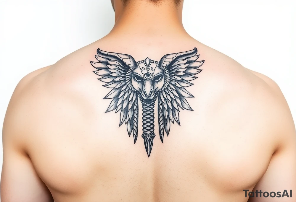 Tatuagem egípcia feminina detalhada, de um falcão representando a forma animal do deus egipicio Horus tattoo idea