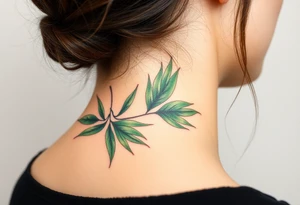 realistic large movement woven palm leaves tattoo idea