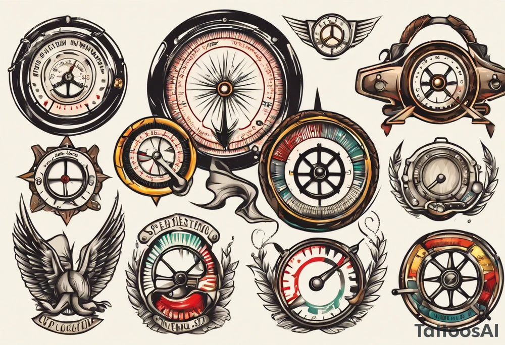 Speedometer and steering wheel tattoo idea