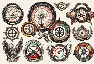 Speedometer and steering wheel tattoo idea