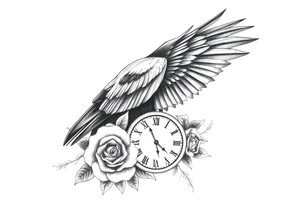 raven,roses,clock. tattoo idea