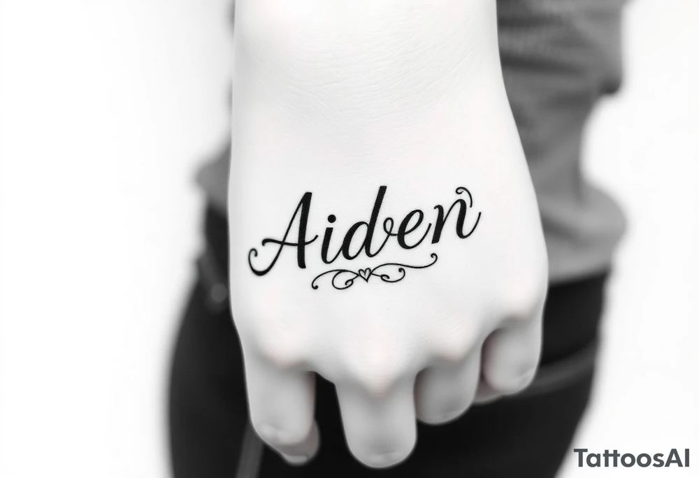 The name Aiden with love theme around it tattoo idea