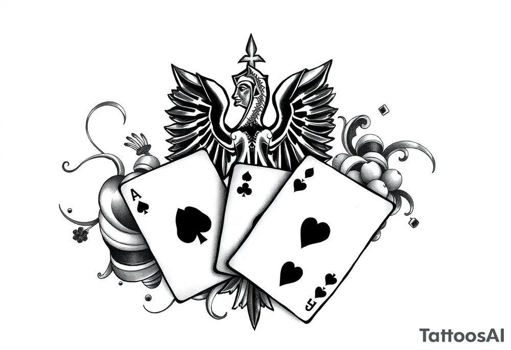 Poland symbol and poker cards Add casino money to it. tattoo idea