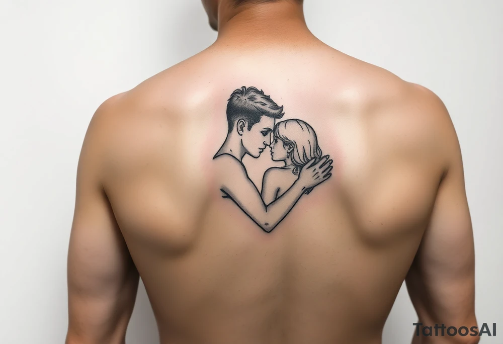 lovers embracing, showing intimacy and a love deeper than words tattoo idea