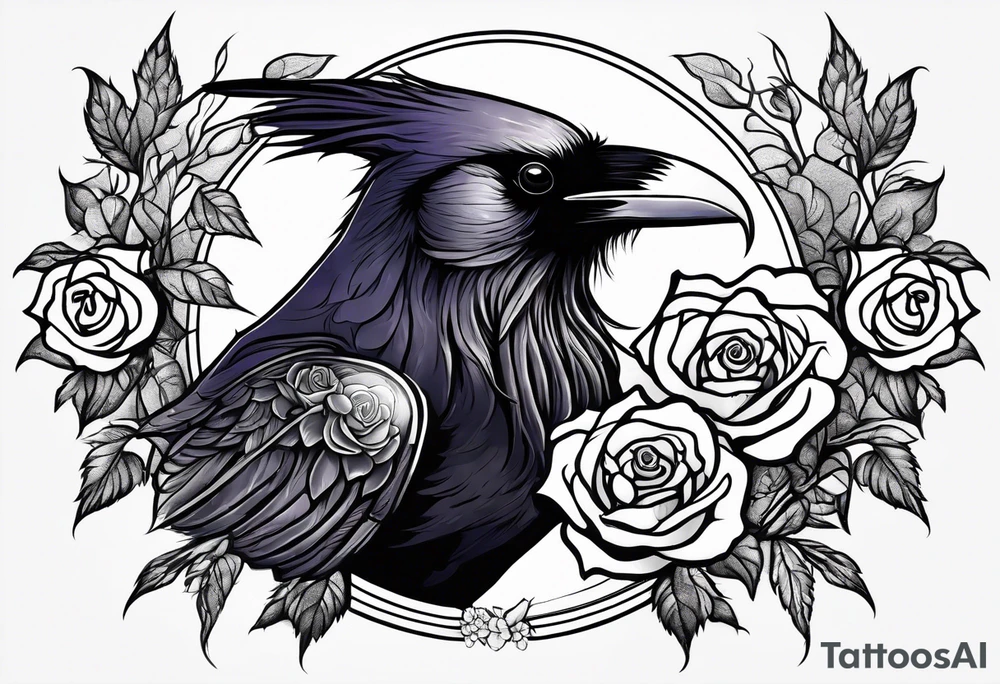 Raven holding  rose tattoo idea