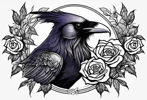 Raven holding  rose tattoo idea