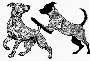 two dogs dancing on their hind legs. tattoo idea