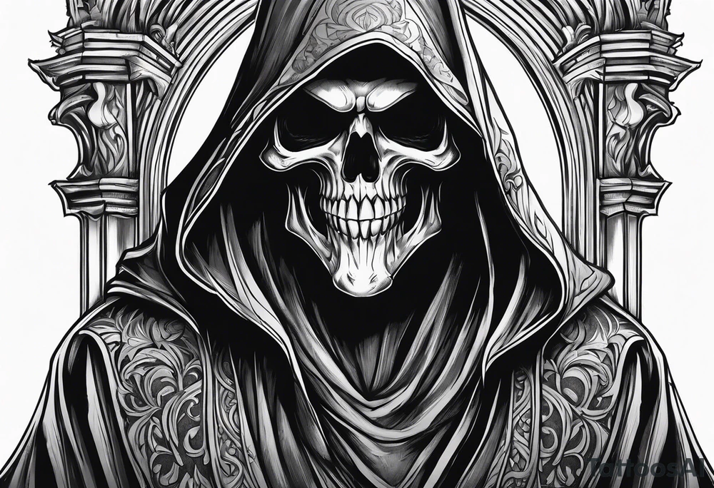 Scary reaper smiling tattoo idea