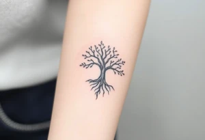 mystical tree of life with cosmic roots and celestial branches tattoo idea