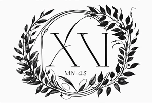 Roman numeral birth dates with vines tattoo idea