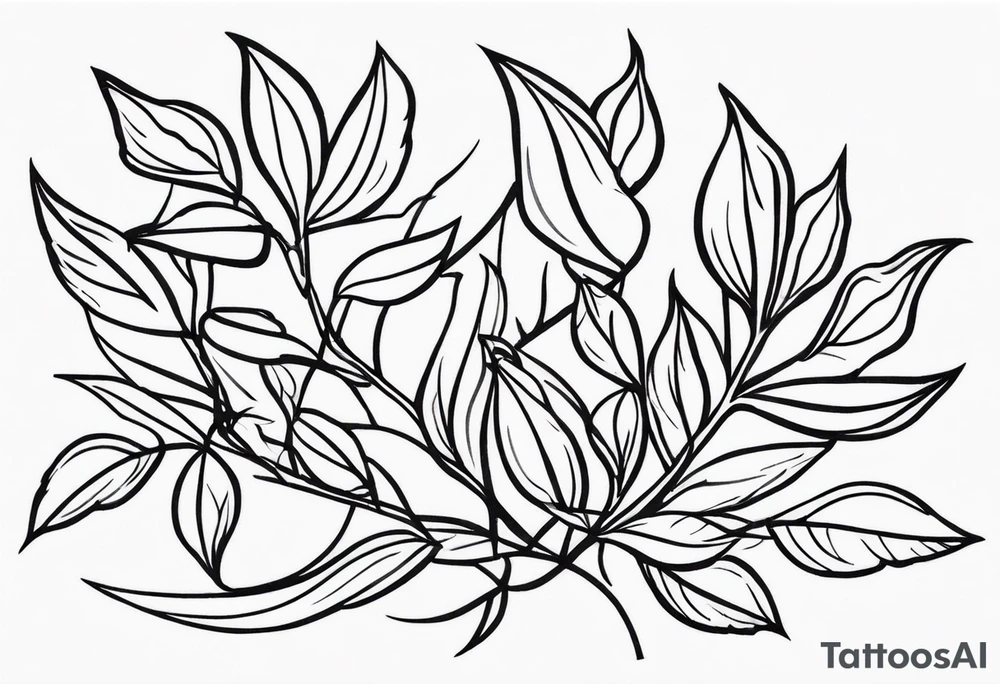 Long straight black and white vines with thorns tattoo idea Long straight black and white vines with thorns tattoo idea
