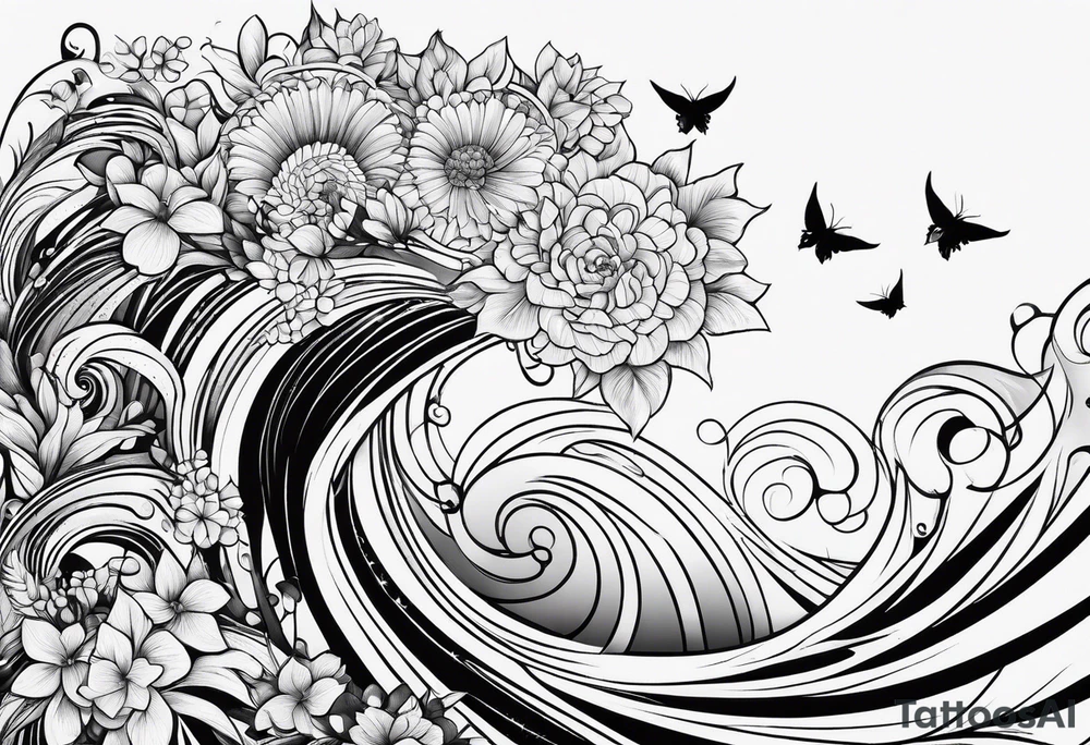 long flowing
fan tail tattoo idea