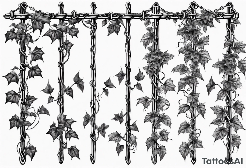 chain link fence with pointy ivy tattoo idea