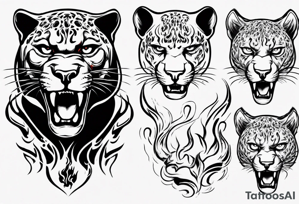 Panther with flames tattoo idea