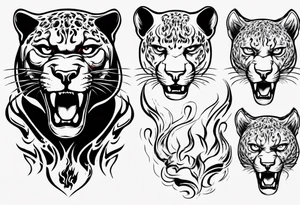 Panther with flames tattoo idea