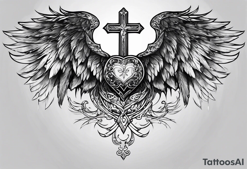 chest Christianity and wings tattoo idea