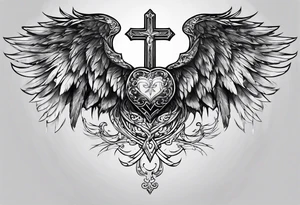 chest Christianity and wings tattoo idea