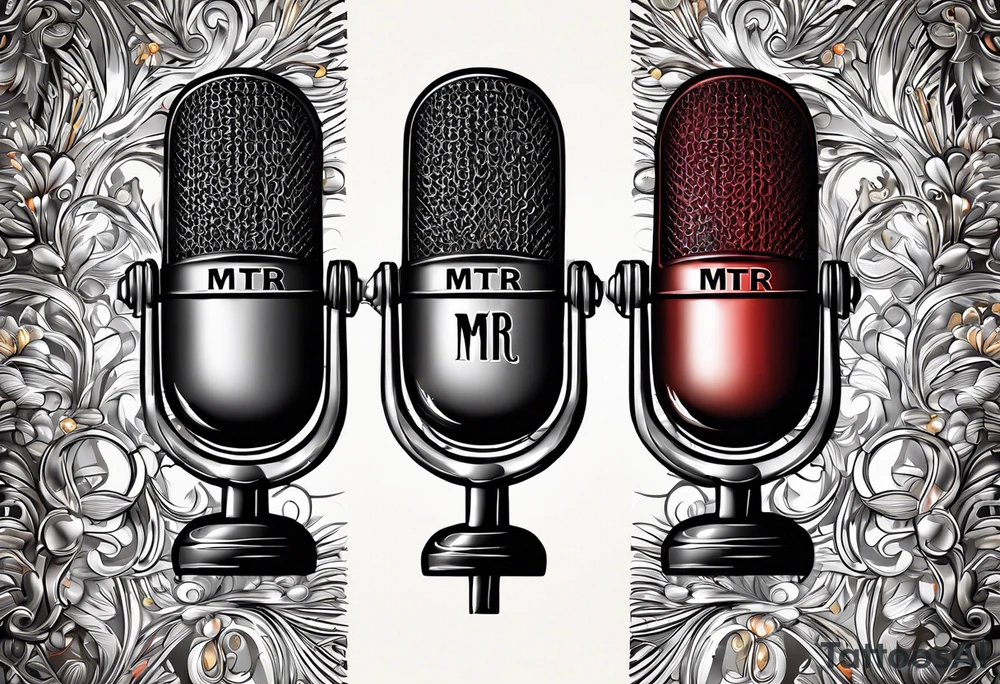 Engraved letters on microphone the letters are “MTR” tattoo idea