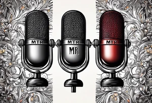 Engraved letters on microphone the letters are “MTR” tattoo idea
