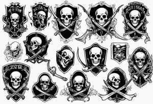 Skeleton with scythe death tattoo idea