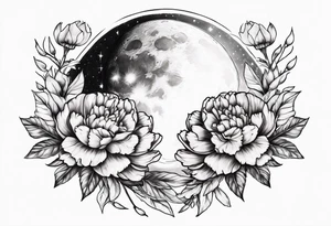 moon with carnation tattoo idea