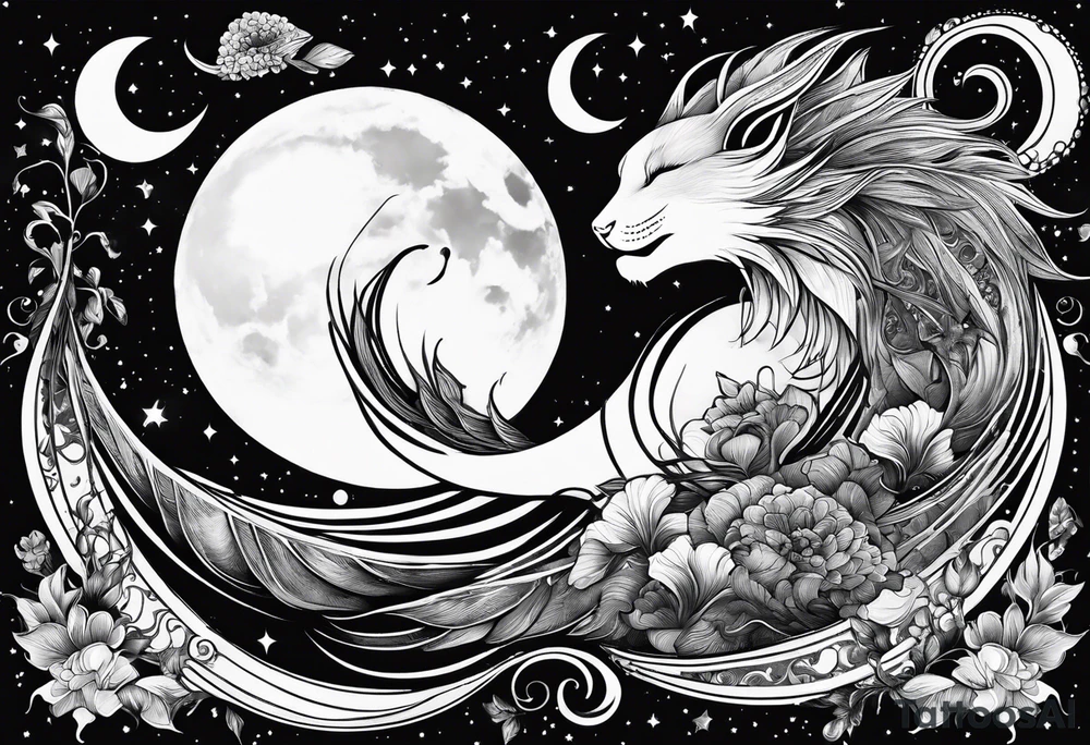 Pisces in a full moon tattoo idea