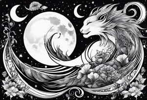 Pisces in a full moon tattoo idea