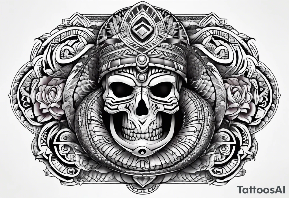 aztec snake sleeve tattoo idea