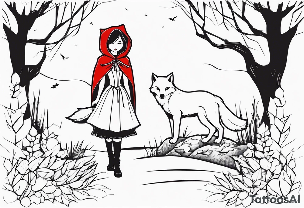 Sexy little red riding hood tattoo idea