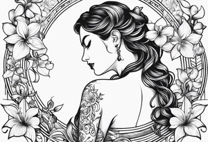 Flower and vine tattoo on upper left back climbing over the shoulder and towards the chest. Flowers should be Lilys, orchids, and dandelions. More empty space tattoo idea