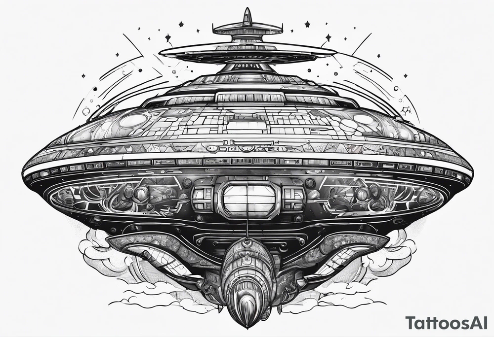 Afrofutistic space 
ship tattoo idea