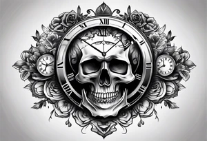Skull mixed with watch tattoo idea