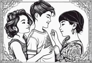 2 little girls, 1 little boy, 1 dad tattoo idea