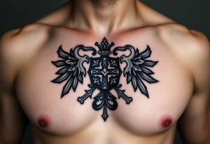 Powerful, majestic and dark Irish family crest tattoo idea