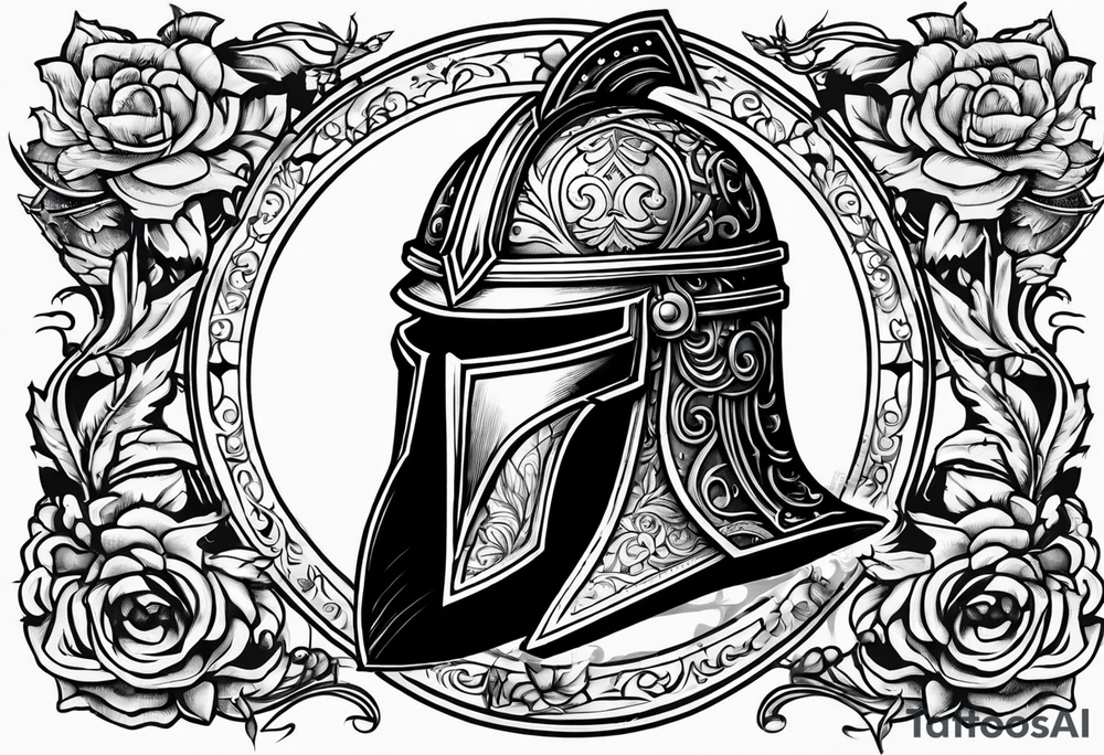 medieval knight helmet 
woodcut stamp style tattoo idea