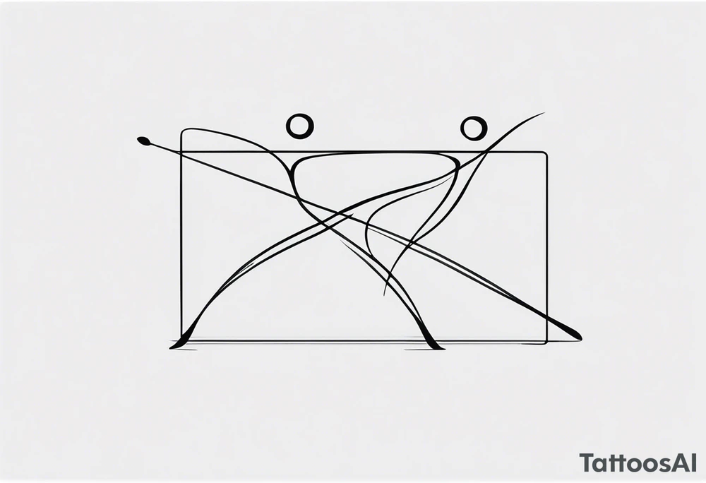 Music quarter notes connecting two dancing stick figures, symbolizing love of two daughters tattoo idea