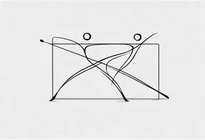 Music quarter notes connecting two dancing stick figures, symbolizing love of two daughters tattoo idea