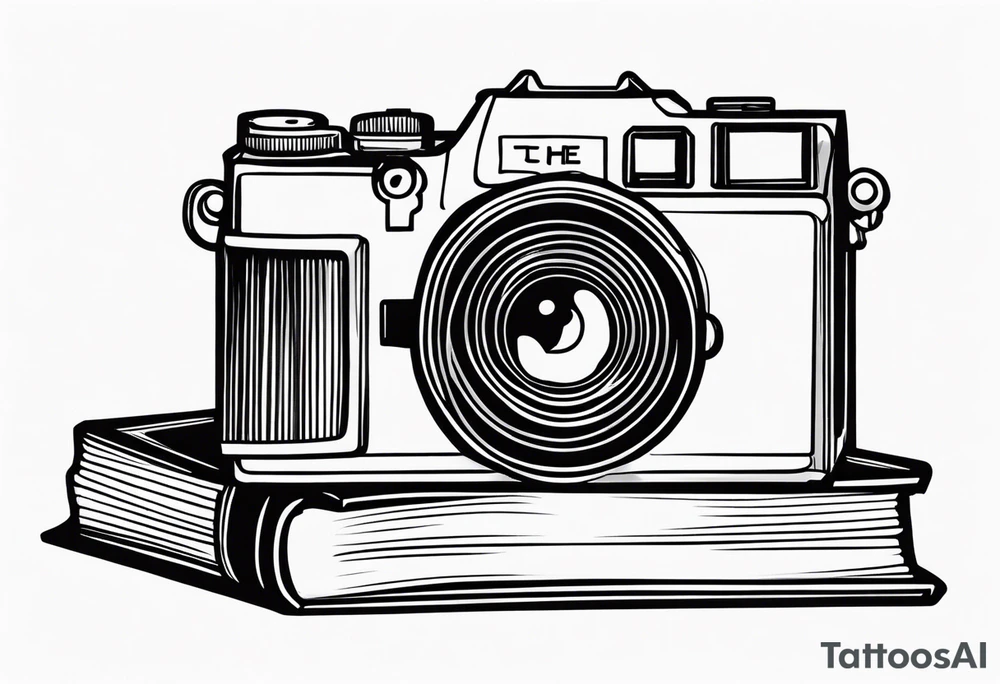 Camera on a stack of books tattoo idea