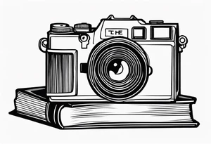 Camera on a stack of books tattoo idea