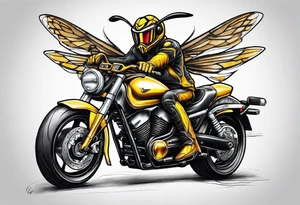 Hornet riding a motorcycle tattoo idea