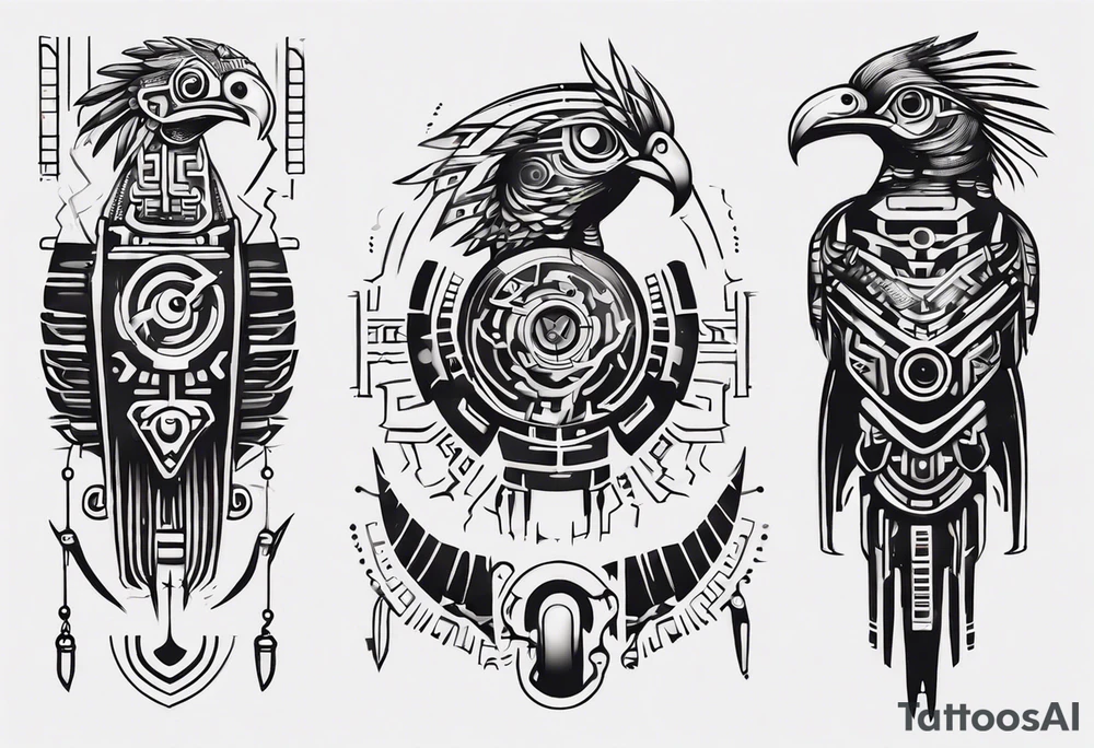 minimalist cyberpunk Mayan inspired Quetzal tattoo idea minimalist cyberpunk Mayan inspired Quetzal tattoo idea