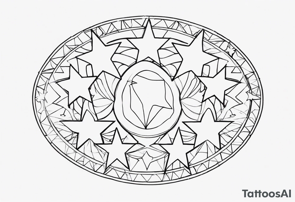 Five  stars two big three small in a circle tattoo idea
