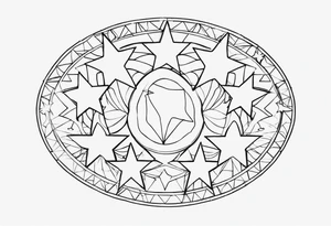 Five  stars two big three small in a circle tattoo idea