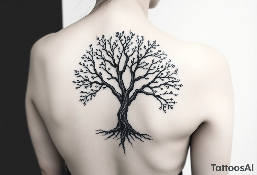 Round tree tattoo idea